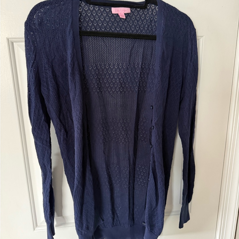Lilly Pulitzer Navy Open-Front Cardigan